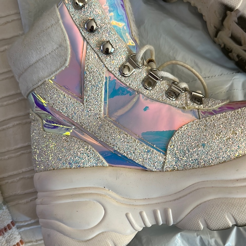 Dolls Kill Holographic Glitter Platform Sneakers - Picture 2 of 6